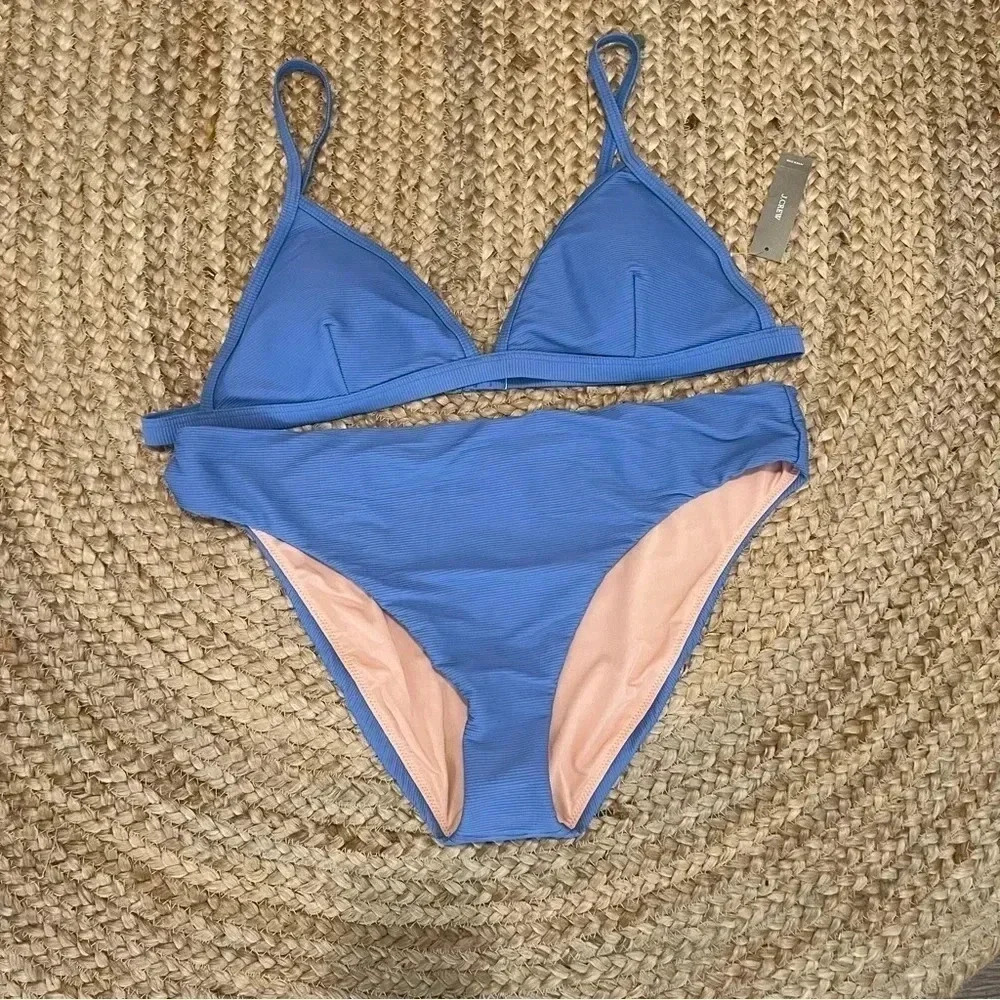 J Crew bikini set Sz XXL Ribbed Triangular Bikini Top / Ribbed‎ High rise bottom